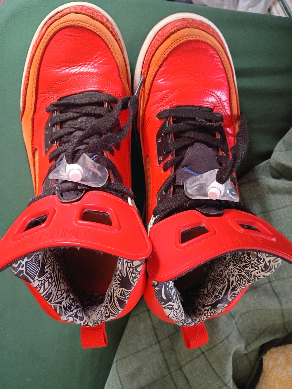 Jordan Orange and Black Spizike High-Top Sneakers